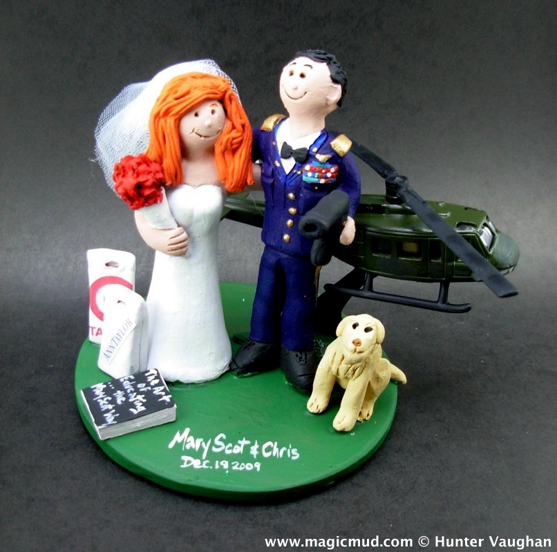 Army Helicoptor Pilot's Wedding Cake Topper
