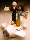Pilot's Wedding Cake Topper!...his Bride has her special sari on and pet dog is co-piloting!