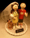 Custom Cake Topper with her in the Lakers outfit, he has year # on jersey, faithful Fido as well