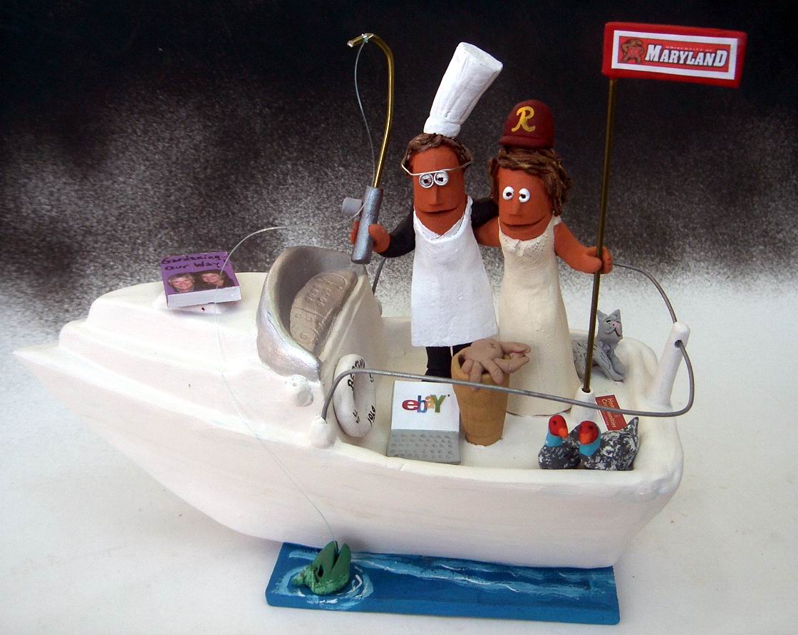Custom made Wedding Cake Topper for a couple who love Yachting 
