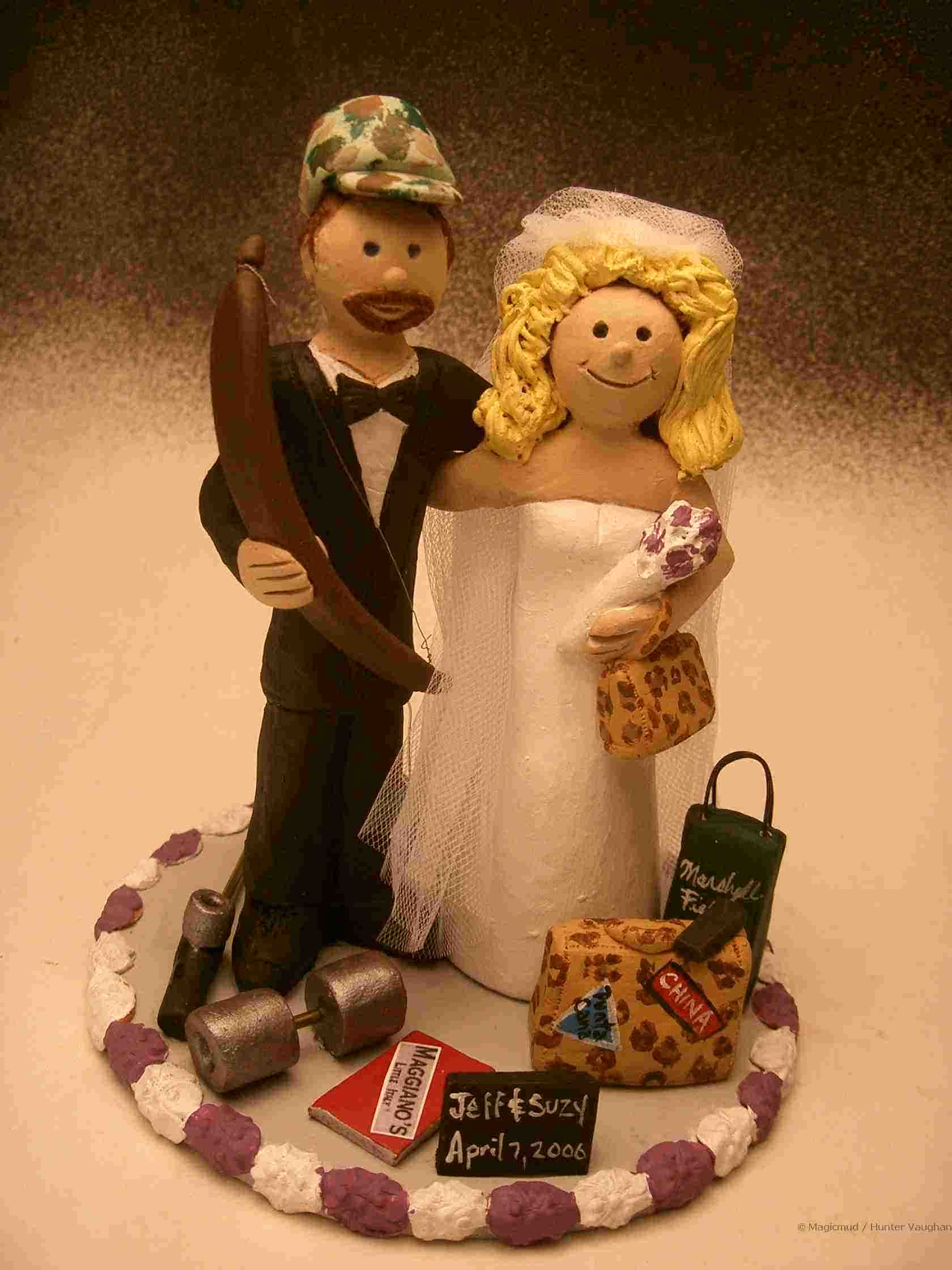 Clay Caricature Wedding Cake Topper for a Hunter