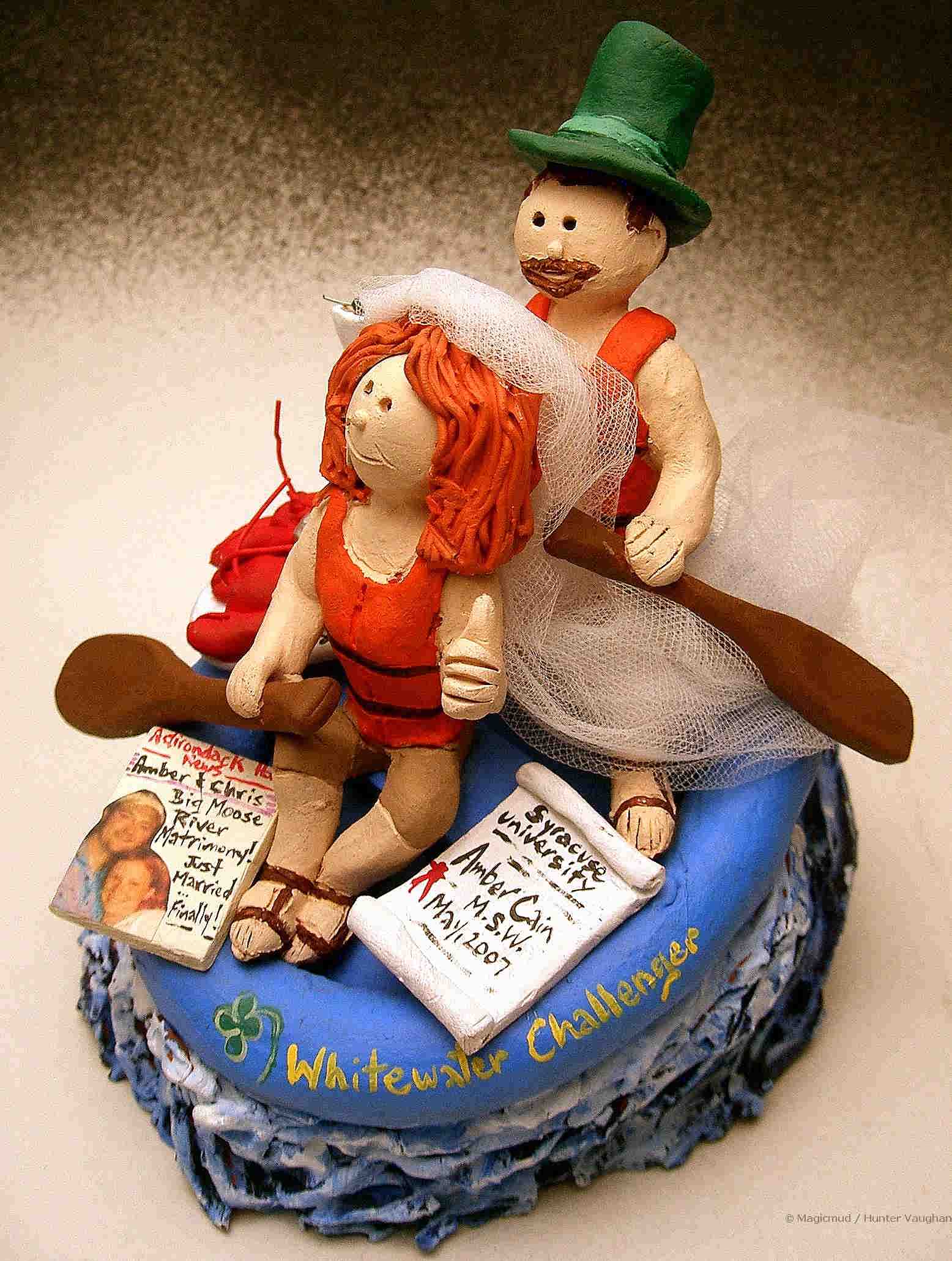 Whitewater Rafter's Wedding Cake Topper