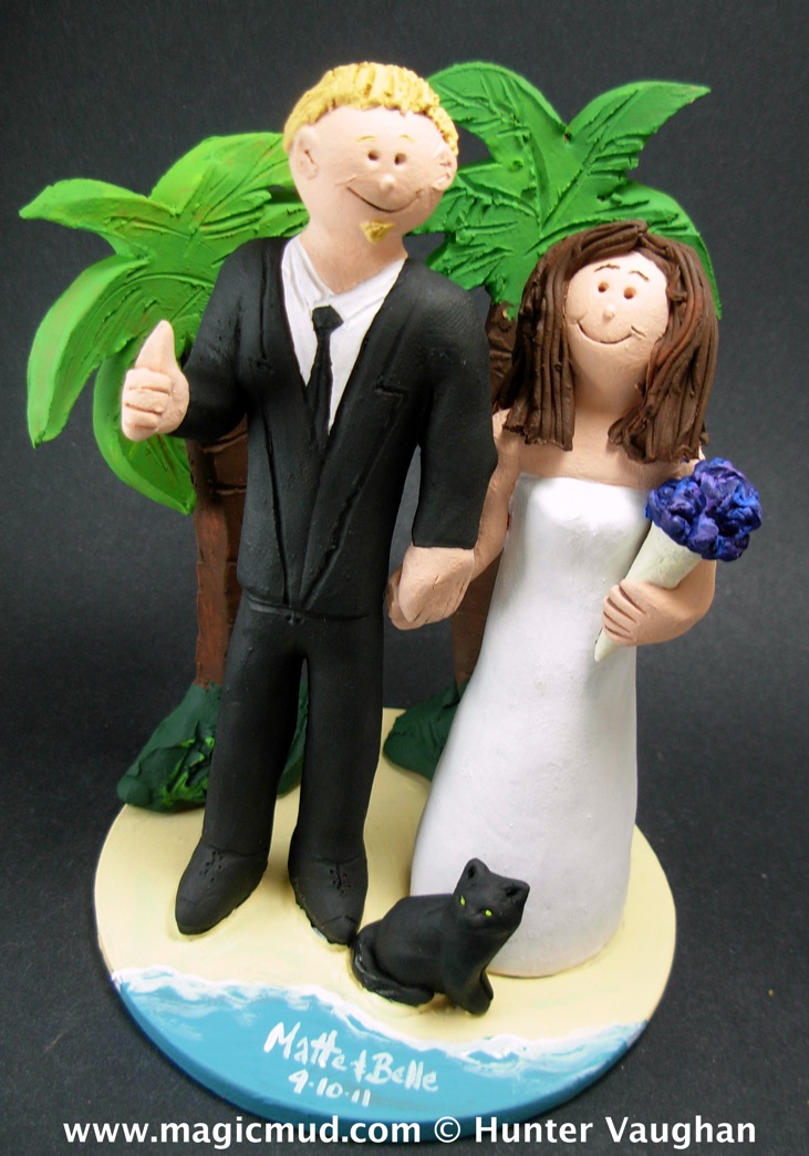 Beach with Palm Trees Wedding Cake Topper