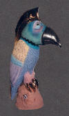 Multicolored Clay Sculpture of Fantasy Bird, totally handmade 
