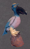 unusual bird sculpture of handmade fired clay