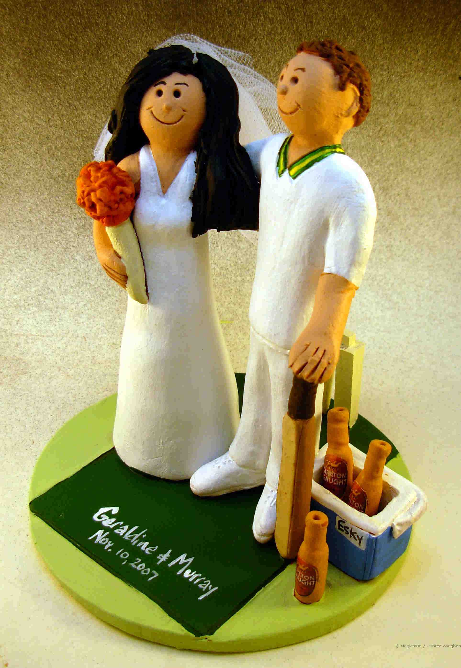 Cricket Player's Wedding Cake Topper