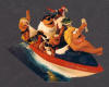 Clay caricature, Personalized Fathers day gift Dad & Family on his yacht 1 kid waterski,2 pet macaws