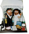Jewish wedding cake topper, Bride is a skiier and tennis player, Groom is a Dentist who likes to scuba dive