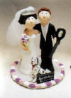 Custom cake topper with their pet dog, his lacrosse raquet in hand