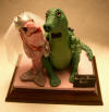 Custom Wedding Cake Topper of Bride as a salmon(Alaskan bide) with an alligator Groom(from the Bayou), completley unique collectible