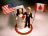 Unique Wedding Cake Topper, Bride and Groom with flags of their respective countries...truly an international model
